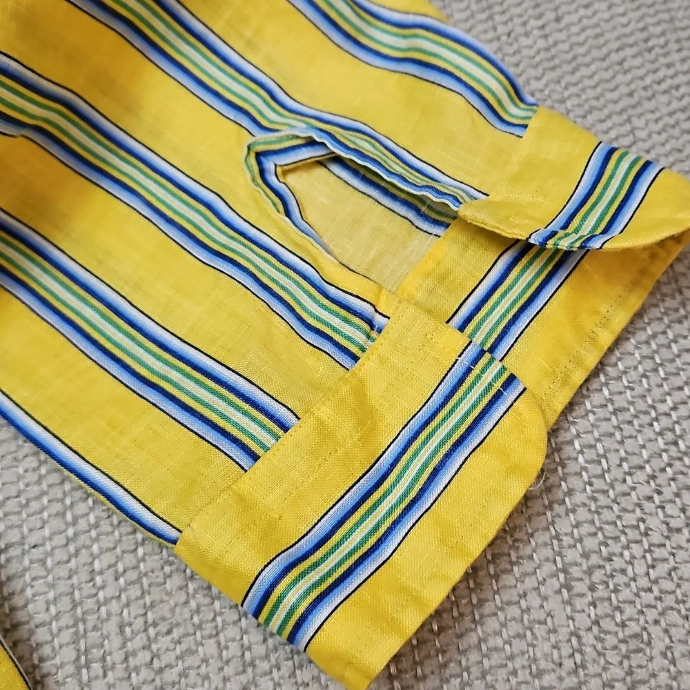 Lauren Ralph Lauren 100% Linen Button Up Shirt Women's XL Stripes Yellow - Picture 9 of 10
